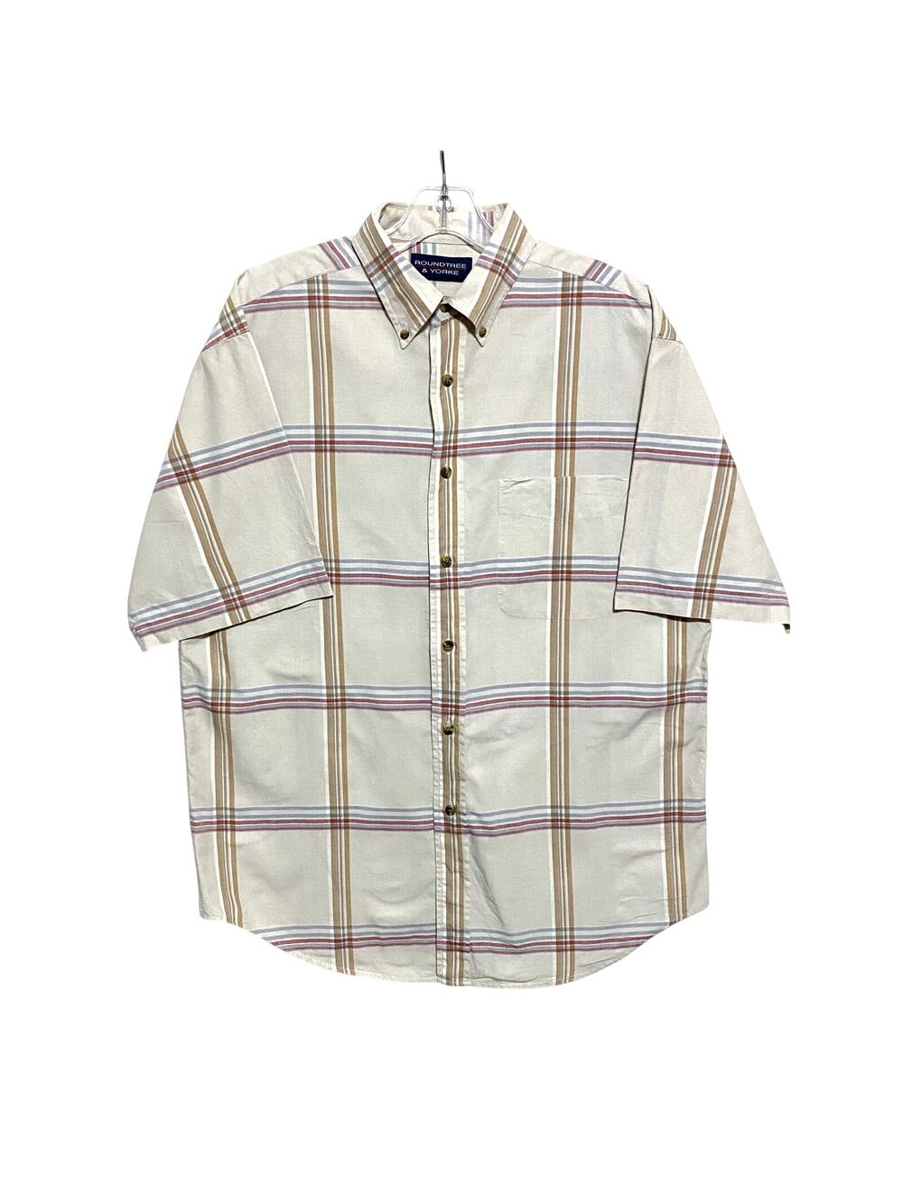 Roundtree & Yorke Button Down Shirt Men M Cotton Preppy Office Work Lightweight